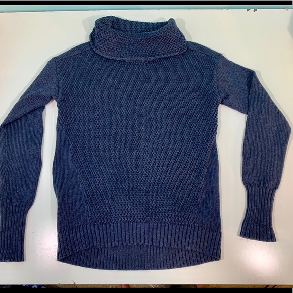 blue knit turtleneck